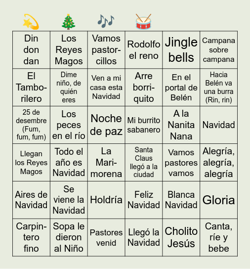 Bingo navideño FCOM Bingo Card
