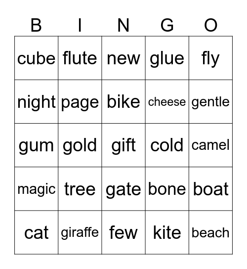 Phonics Review Bingo Card