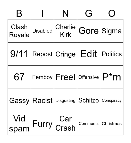 Instagram reels bingo Card