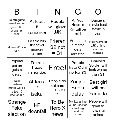Winter 2025 Bingo Card