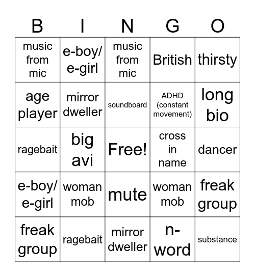 VRC Public Bingo Card