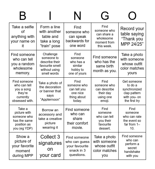 Appternoon 24/25 Bingo Card