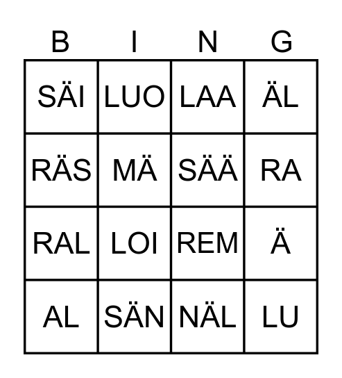TAVUBINGO Card