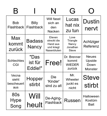 Stranger Things 5 german Bingo Card