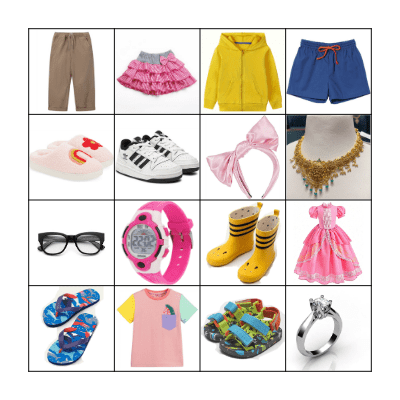Clothes Bingo Card