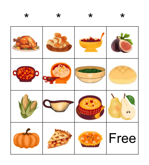 Thanksgiving Bingo Card