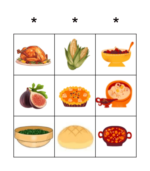 Thanksgiving Bingo Card