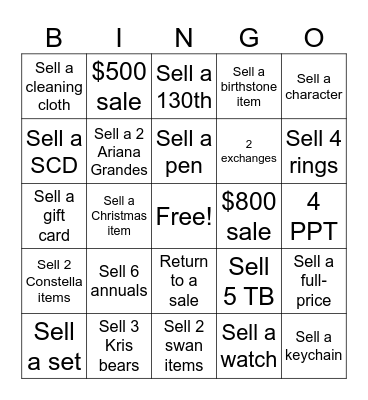 Black Friday Bingo Card