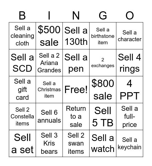 Black Friday Bingo Card