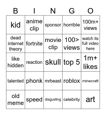 Untitled Bingo Card