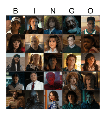 Stranger Things Bingo Card