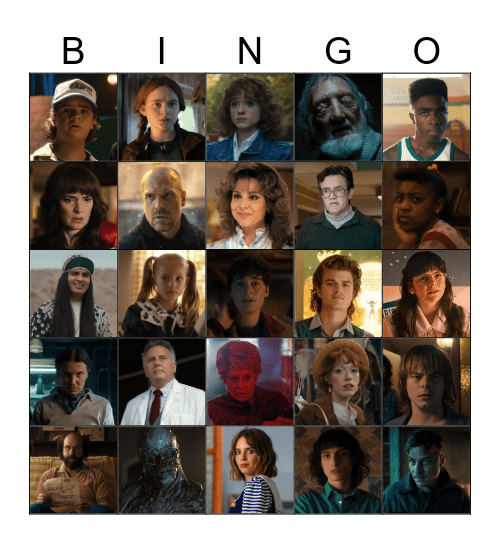 Stranger Things Bingo Card