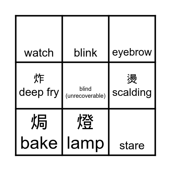 火部首BINGO Card