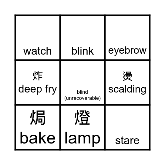 火部首BINGO Card