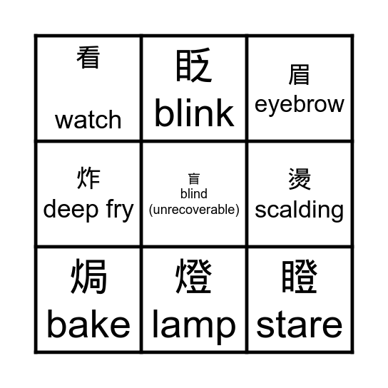 火部首BINGO Card
