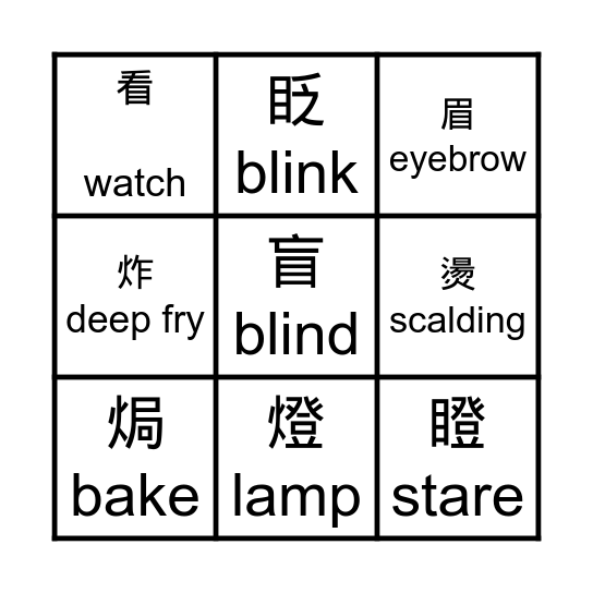 火部首BINGO Card