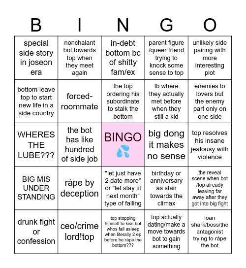 ♂️💗BL Manhwa 💦🔥 Bingo Card