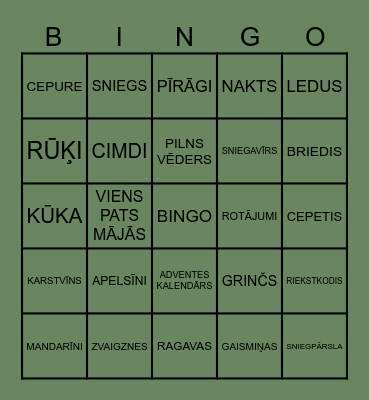 Ziemassvētki Bingo Card