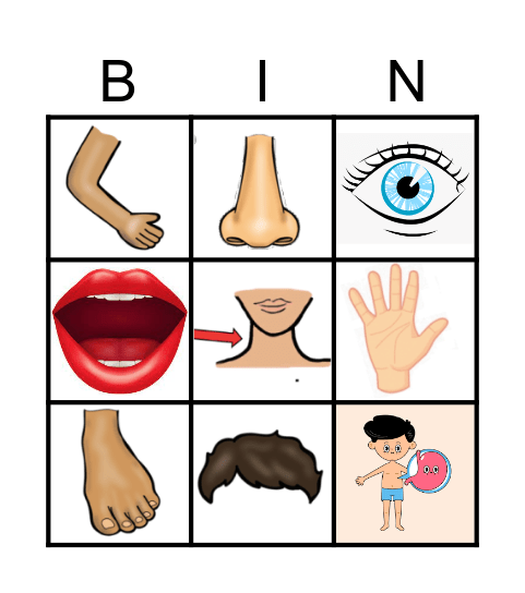 Partes del cuerpo: BODY PARTS Bingo Card