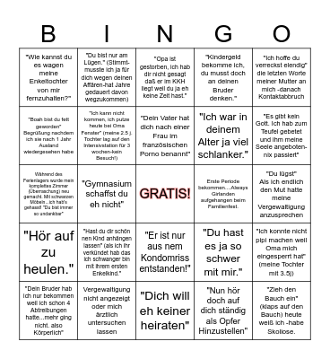 Toxic family Bingo Card
