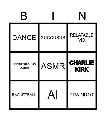 TIKTOK BINGO Card