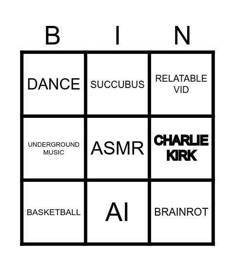 TIKTOK BINGO Card