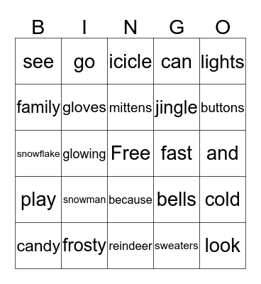 Winter Bingo Card