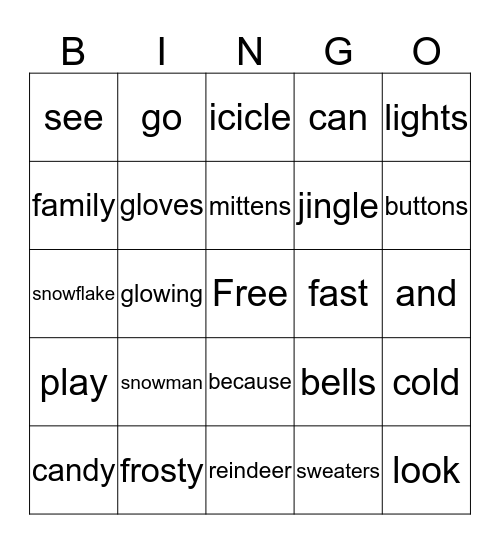 Winter Bingo Card