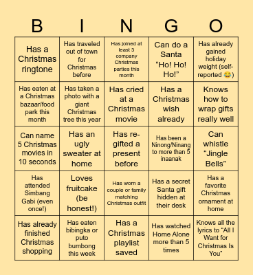 Christmas Bingo Card