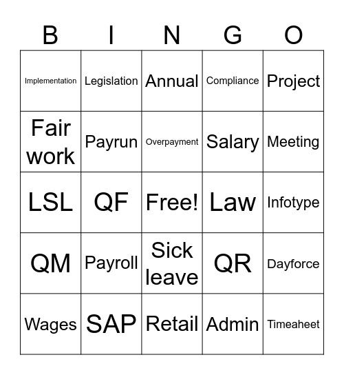 Don't say it BINGO Card