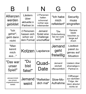 TRASH TV BINGO Card