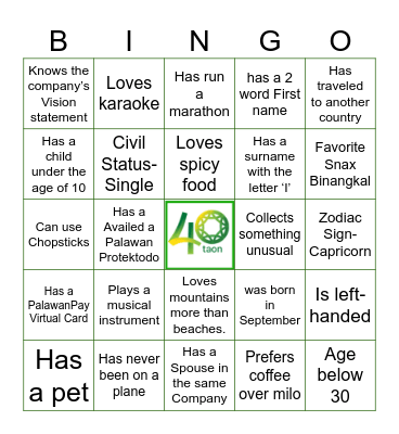 HO Extension Cebu YEP 2025  HUMAN BINGO Card