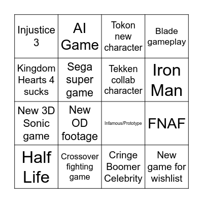 TGA 2025 Bingo Card