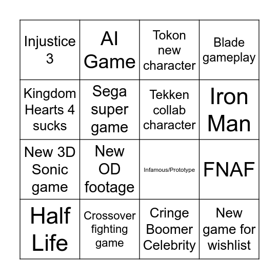 TGA 2025 Bingo Card