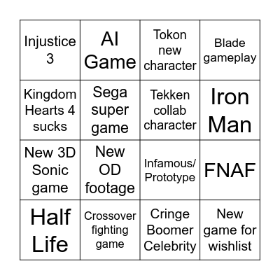 TGA 2025 Bingo Card