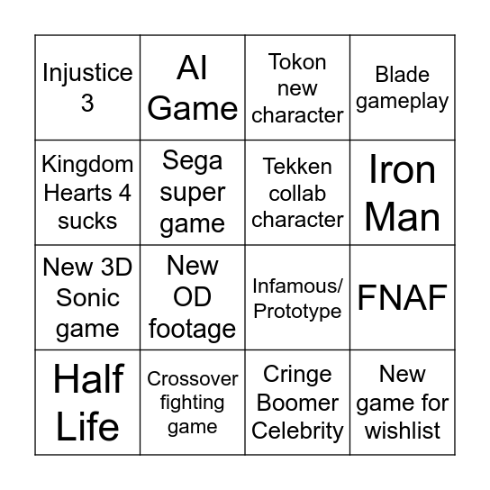 TGA 2025 Bingo Card