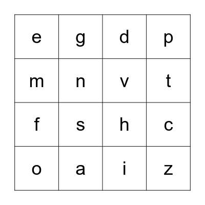 Letters Skills 3 & 4 Bingo Card