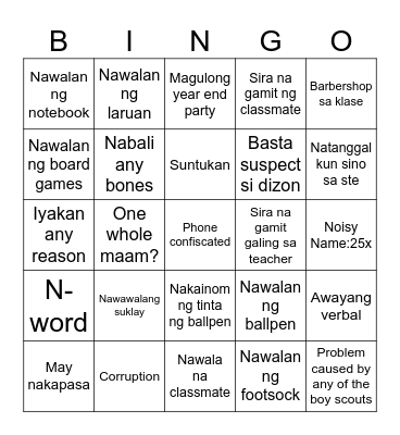 Galileo incidents Bingo Card