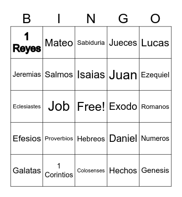 La Palabra Bingo Card