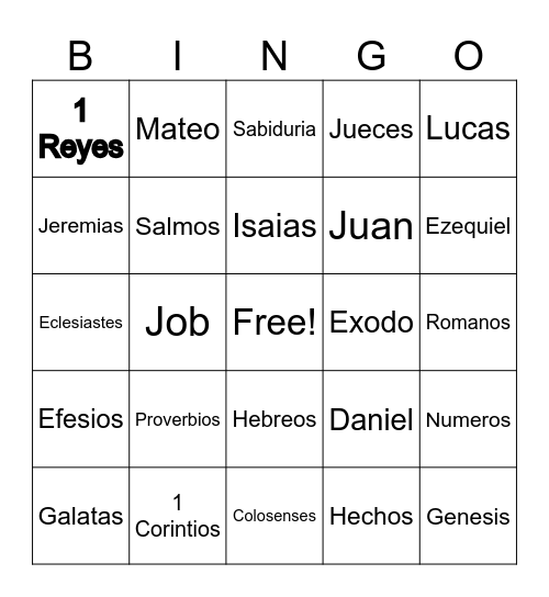 La Palabra Bingo Card