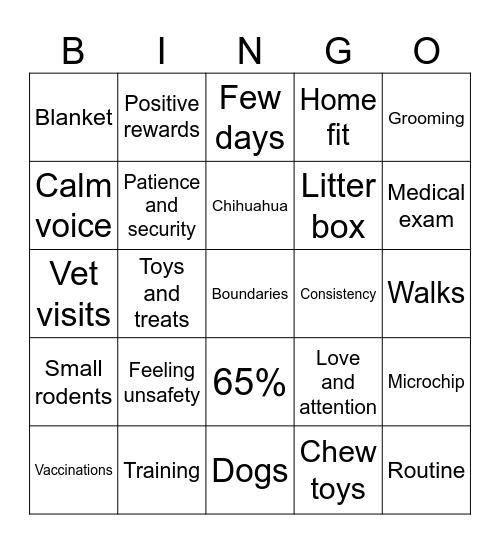 Adopt don't shop Bingo Card