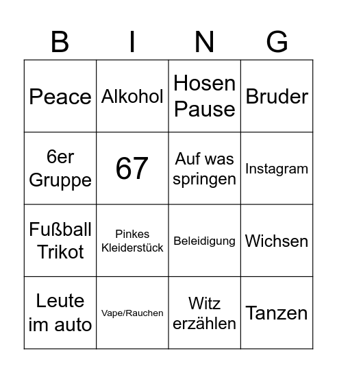 Ome tv Bingo Card