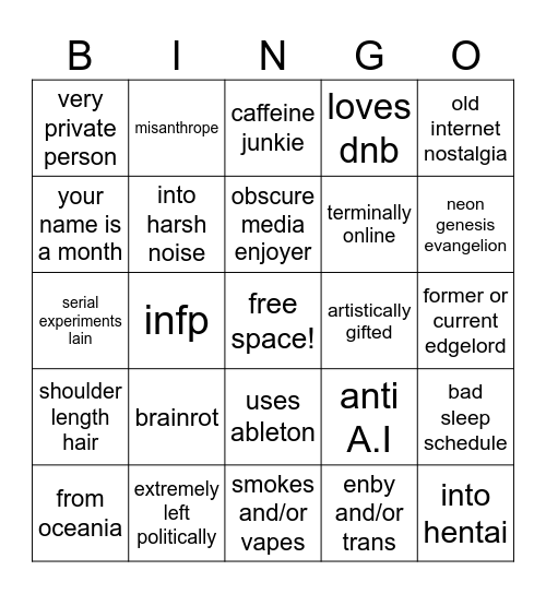 CYNTHONI Bingo Card