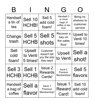 Barista BINGO! Turn in for a FREE PAPERBACK! Bingo Card