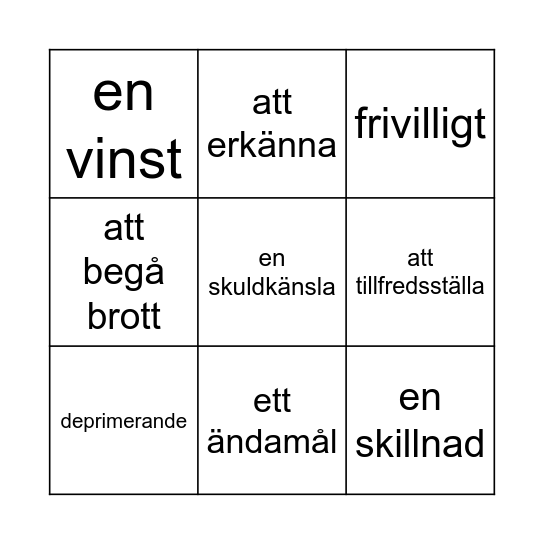 Lektion 27 Bingo Card