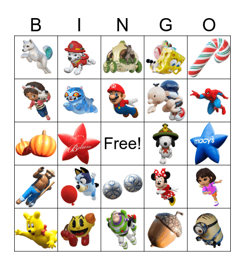 Thanksgiving Parade Bingo Card