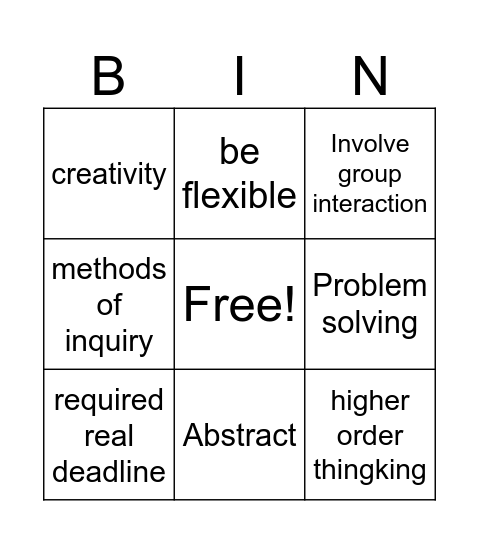 GIFTED BINGO Card