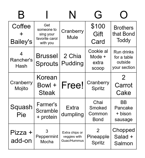 Black Friday Bingo Card