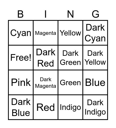 Red VS Blue Bingo Character Bingo Card