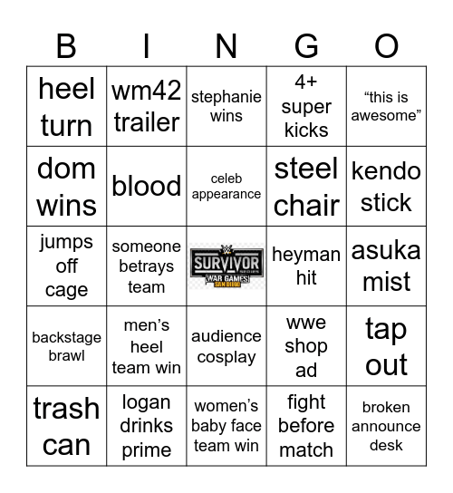 2025 Survivor Series Bingo Card